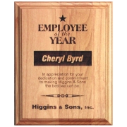 Genuine Red Alder Laser Plaque